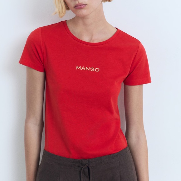 Mango Tops - Mango Red Crew Neck Tee